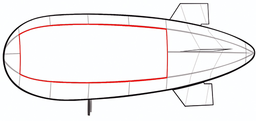 boceto dirigible tripulado